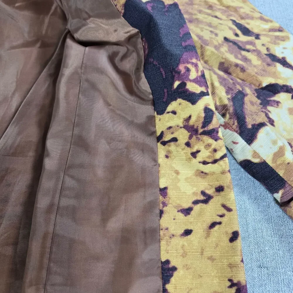 Coldwater Creek Classic Wom Sz SM 6/8 Fall Multi Floral Blazer Jacket 90s Artsy